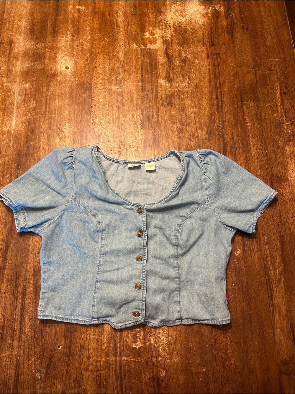 Levi’s Blue Denim Boho Cowgirl Western Button-Front Women’s Crop Top Large